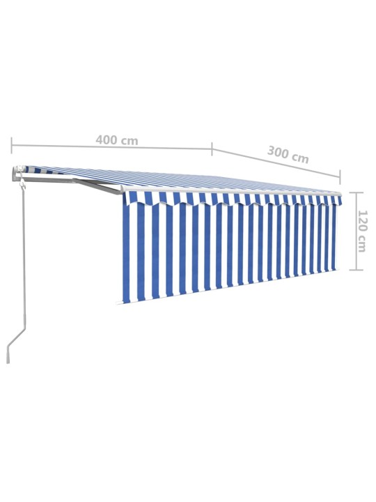 Automaatne varikatus rulooga, 4 x 3 m, sinine/valge