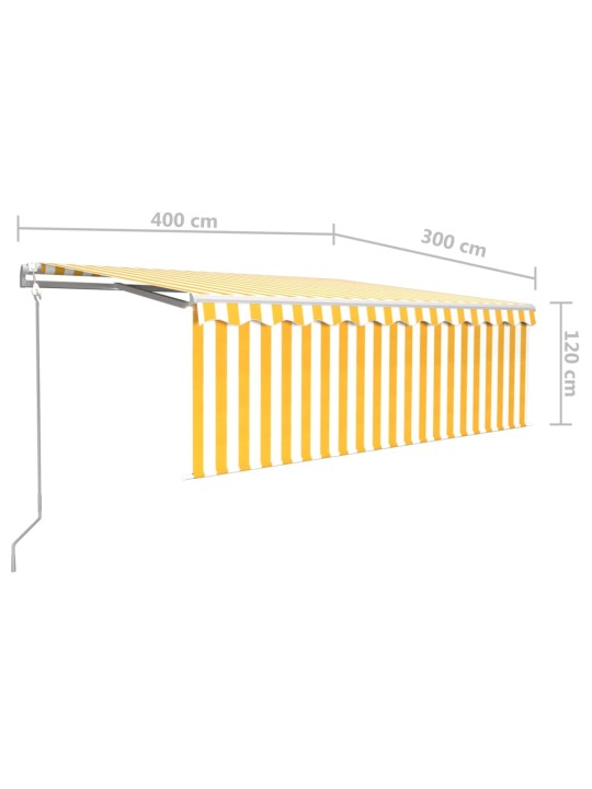 Automaatne varikatus rulooga, 4 x 3 m, kollane/valge