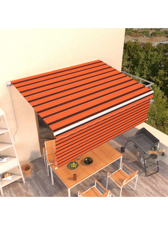 Käsitsi sissetõmmatav varikatus rulooga, 4,5x3 m, oranž/pruun