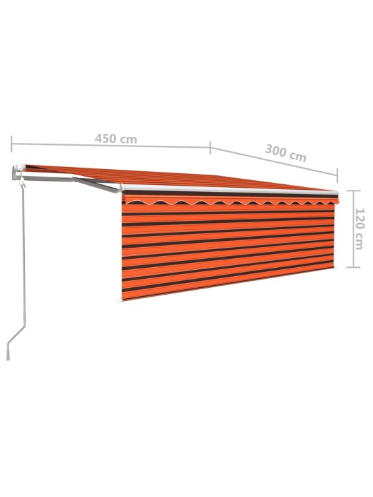 Automaatne varikatus rulooga, 4,5 x 3 m, oranž/pruun