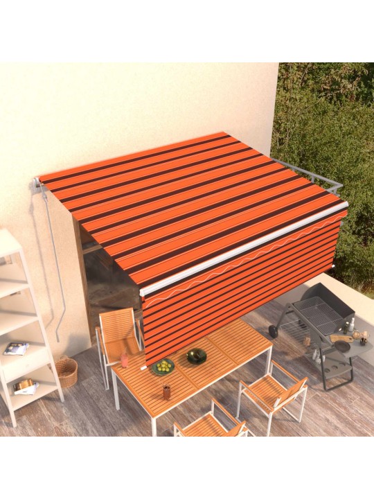 Automaatne varikatus rulooga, 4,5 x 3 m, oranž/pruun