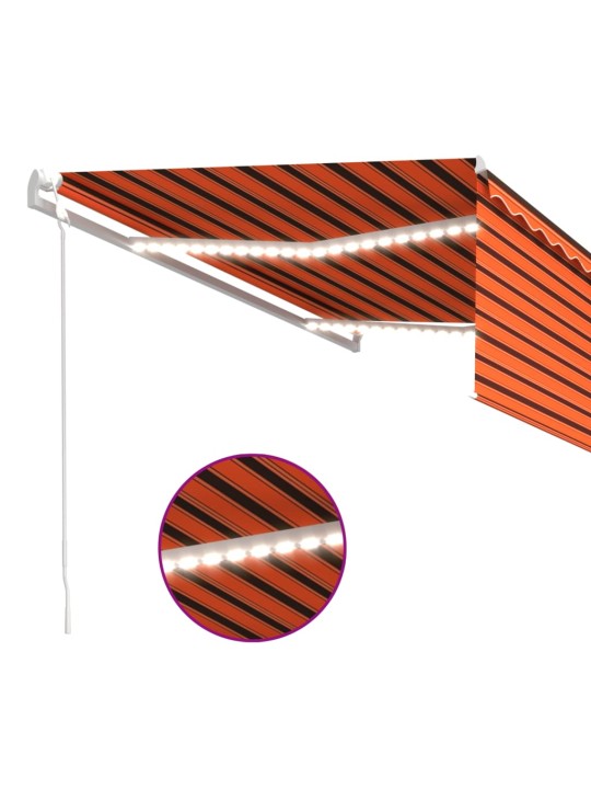 Automaatne varikatus led ja tuuleandur 4,5 x 3 m oranž ja pruun