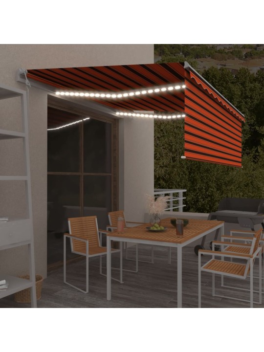 Automaatne varikatus led ja tuuleandur 4,5 x 3 m oranž ja pruun
