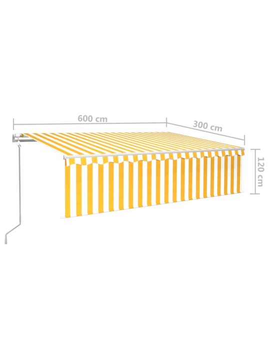 Automaatne varikatus rulooga, 6 x 3 m, kollane/valge