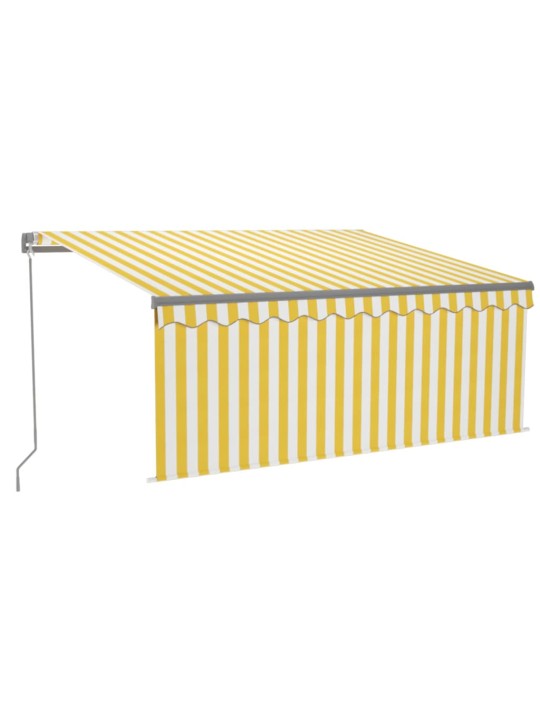 Sissetõmmatav varikatus rulooga&led, 3x2,5 m, kollane/valge