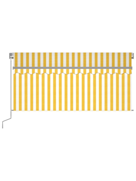 Sissetõmmatav varikatus rulooga&led, 3x2,5 m, kollane/valge