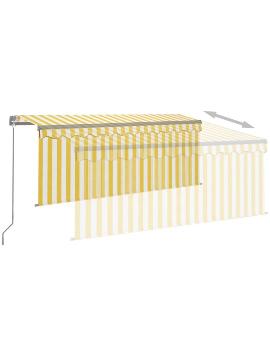 Sissetõmmatav varikatus rulooga&led, 3x2,5 m, kollane/valge