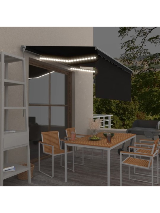 Käsitsi sissetõmmatav varikatus rulooga&led,3x2,5 m, antratsiit