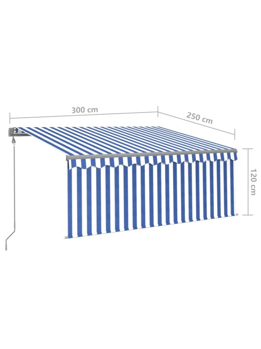 Automaatne varikatus rulooga, 3x2,5 m, sinine/valge