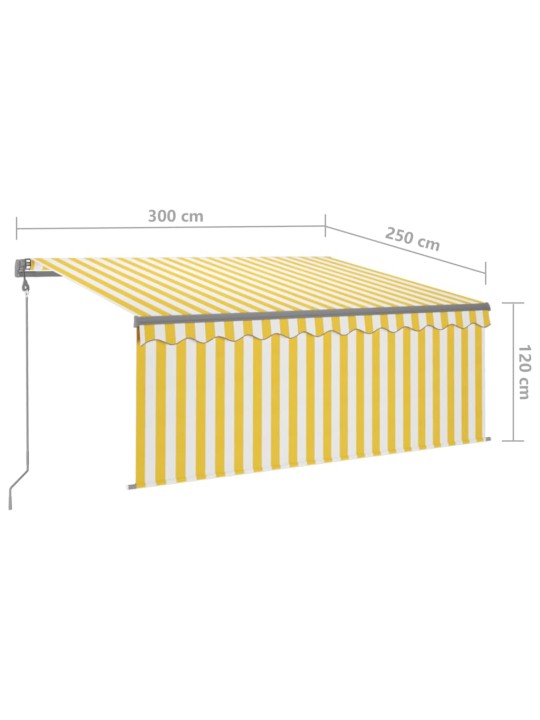 Automaatne varikatus, 3 x 2,5 m, kollane/valge