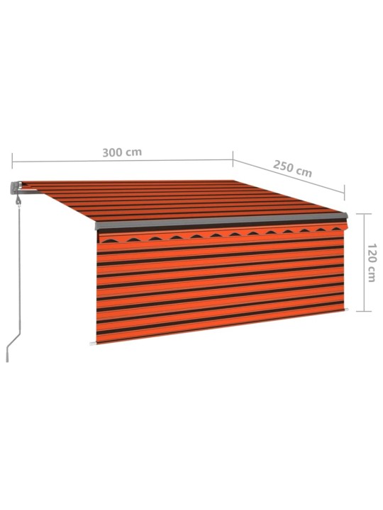 Automaatne varikatus rulooga, 3x2,5 m, oranž/pruun