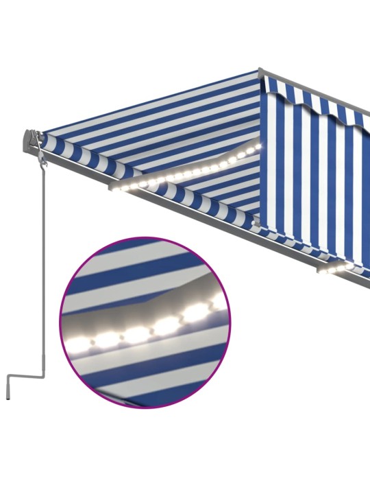 Automaatne varikatus, tuuleandur, LED, 3x2,5 m sinine, valge