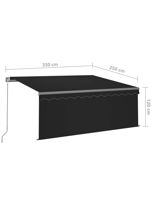 Käsitsi sissetõmmatav varikatus ruloo&led, 3,5x2,5m, antratsiit