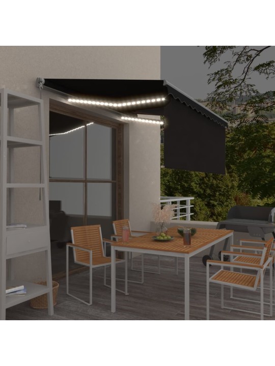 Käsitsi sissetõmmatav varikatus ruloo&led, 3,5x2,5m, antratsiit