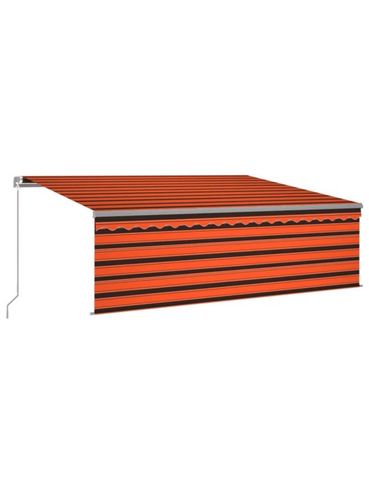 Käsitsi sissetõmmatav varikatus rulooga, 4x3m, oranž/pruun