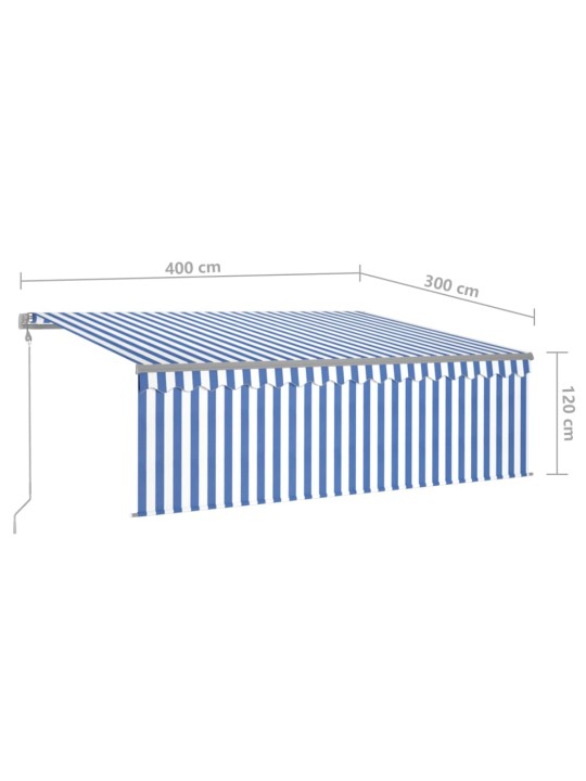 Automaatne varikatus, led, tuuleandur, 4x3 m, sinine ja valge