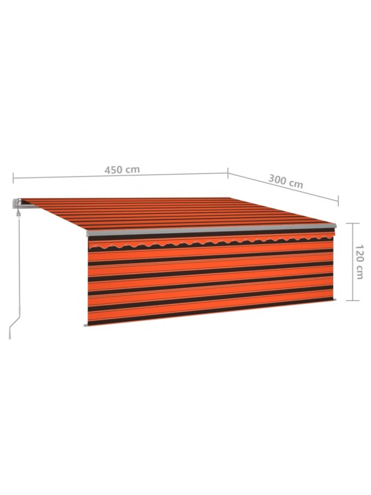 Automaatne varikatus rulooga, 4,5 x 3 m, oranž/pruun