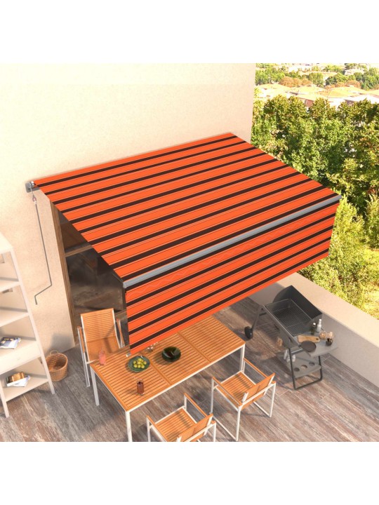Automaatne varikatus rulooga, 4,5 x 3 m, oranž/pruun