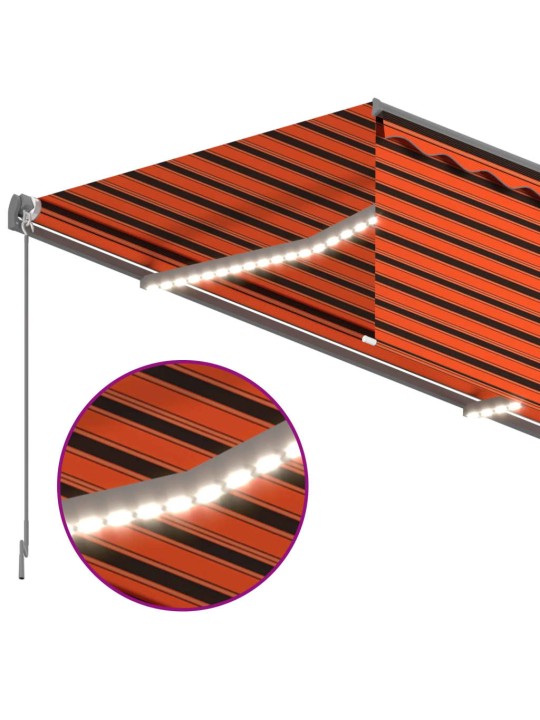 Automaatne varikatus led ja tuuleandur 4,5 x 3 m oranž ja pruun