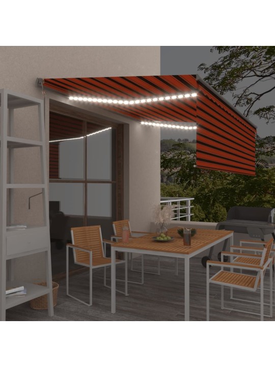 Automaatne varikatus led ja tuuleandur 4,5 x 3 m oranž ja pruun