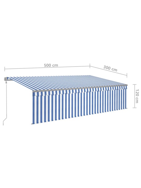 Automaatne varikatus rulooga, 5 x 3 m, sinine/valge