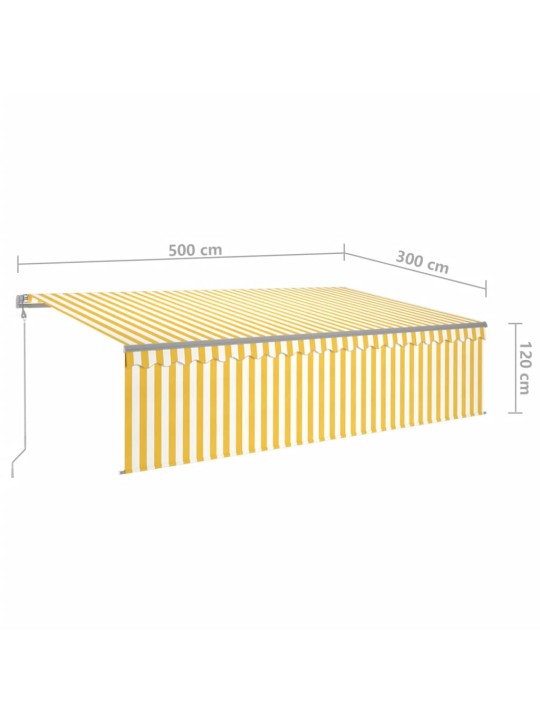 Automaatne varikatus rulooga, 5 x 3 m, kollane/valge