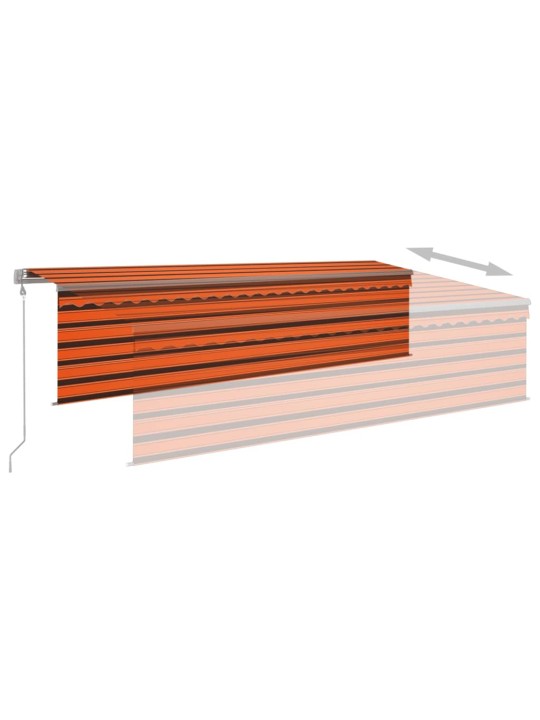 Automaatne varikatus, led, tuuleandur 5x3 m oranž/pruun