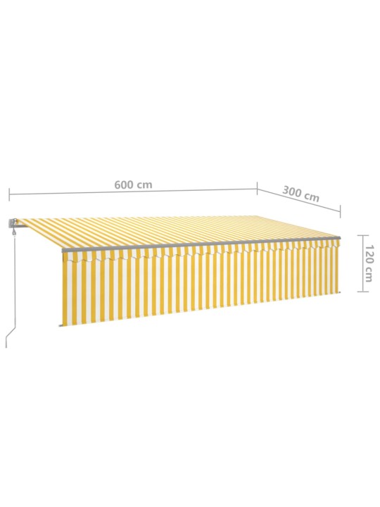 Automaatne varikatus rulooga, 6 x 3 m, kollane/valge