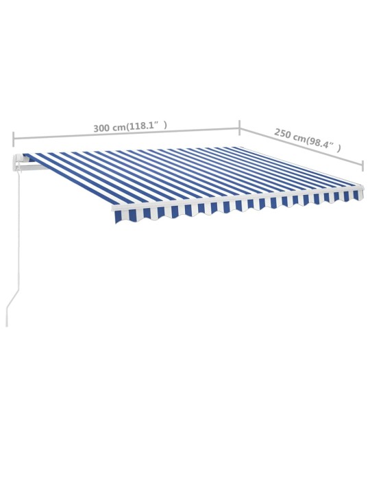 Käsitsi sissetõmmatav varikatus 300x250 cm sinine/valge