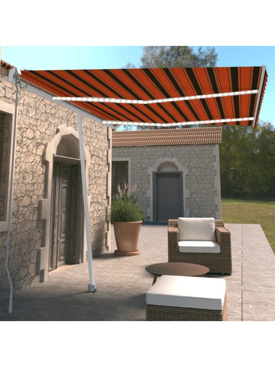 KÄSITSI SISSETÕMMATAV VARIKATUS, LED 350X250 CM, ORANŽ JA PRUUN