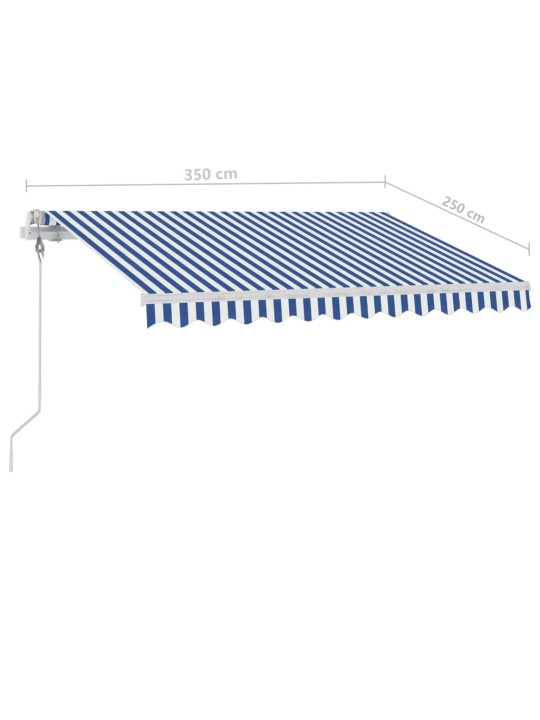 Automaatne varikatus, tuuleandur led, 350x250 cm, sinine, valge