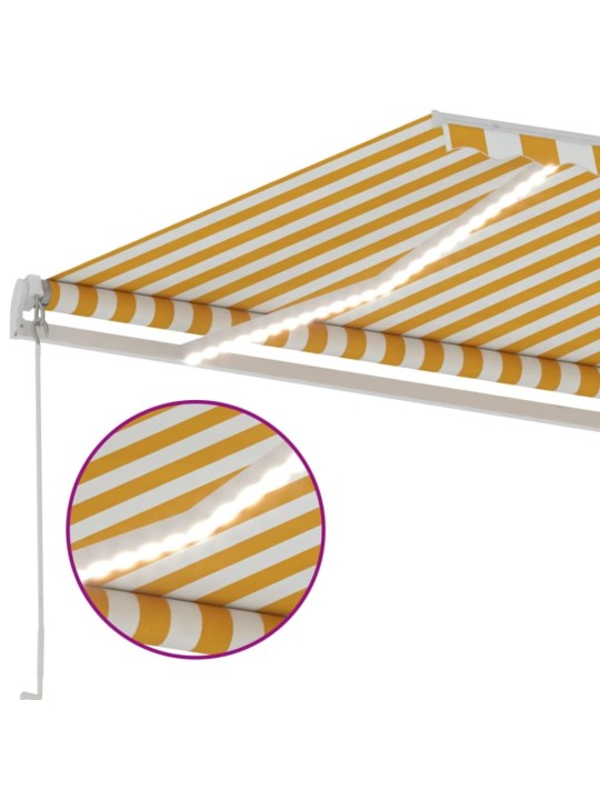 Käsitsi sissetõmmatav varikatus LED, 500x300 cm kollane, valge