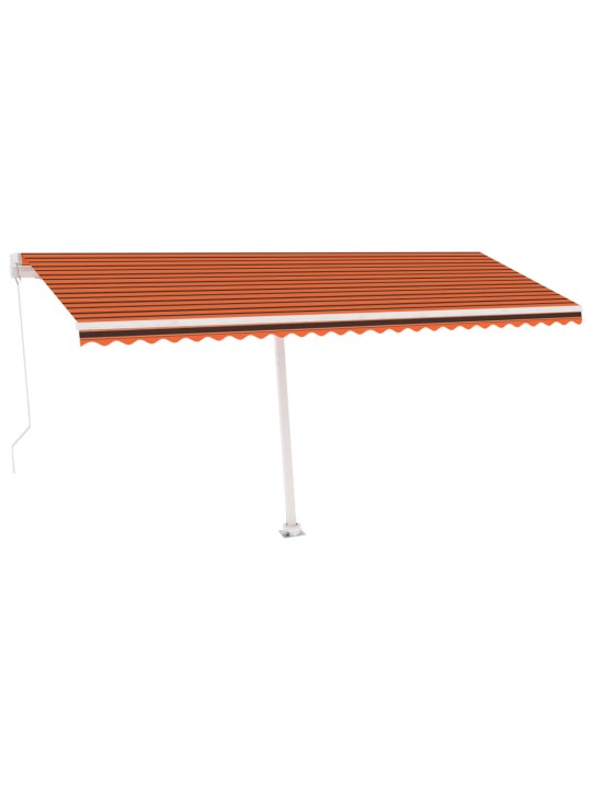 Käsitsi sissetõmmatav varikatus, led, 500x300 cm oranž ja pruun