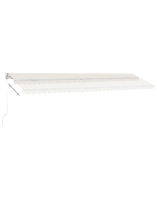 Käsitsi sissetõmmatav varikatus LED-iga, 600 x 300 cm, kreemjas