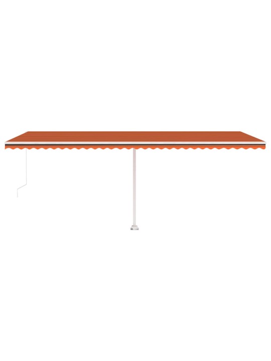 Käsitsi sissetõmmatav varikatus LED, 600x300 cm, oranž ja pruun