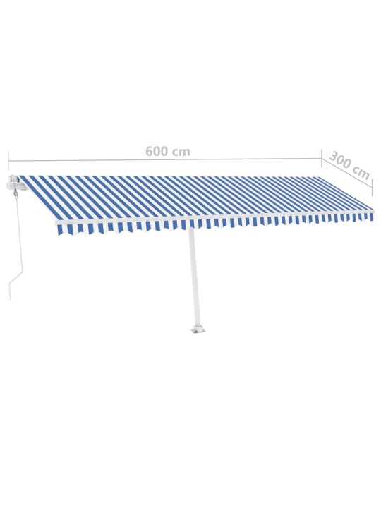 Iseseisev automaatne varikatus 600x300 cm sinine/valge