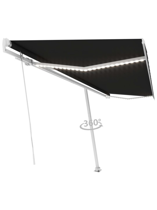 Käsitsi sissetõmmatav varikatus LED, 500 x 350 cm, antratsiit