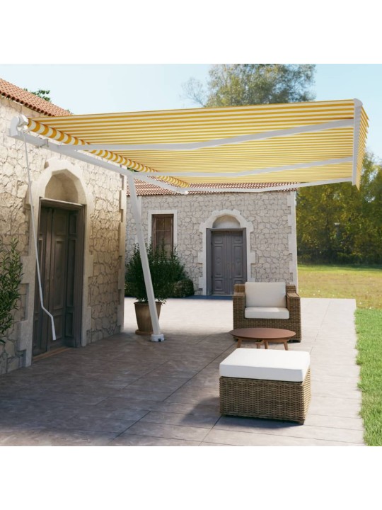 ISESEISEV KÄSITSITÕMMATAV VARIKATUS, 600X350 CM, KOLLANE/VALGE
