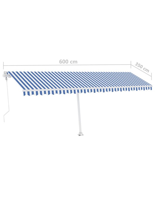 Automaatne varikatus, LED, tuuleandur, 600x350 cm, sinine/valge