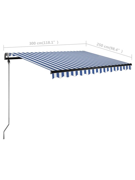 Iseseisev automaatne varikatus 300 x 250 cm, sinine/valge