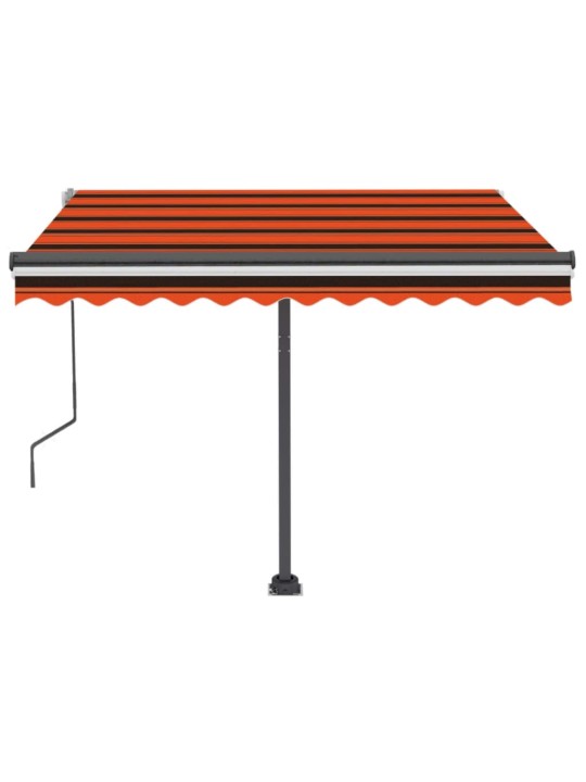 Käsitsi sissetõmmatav varikatus, LED 350x250 cm, oranž ja pruun