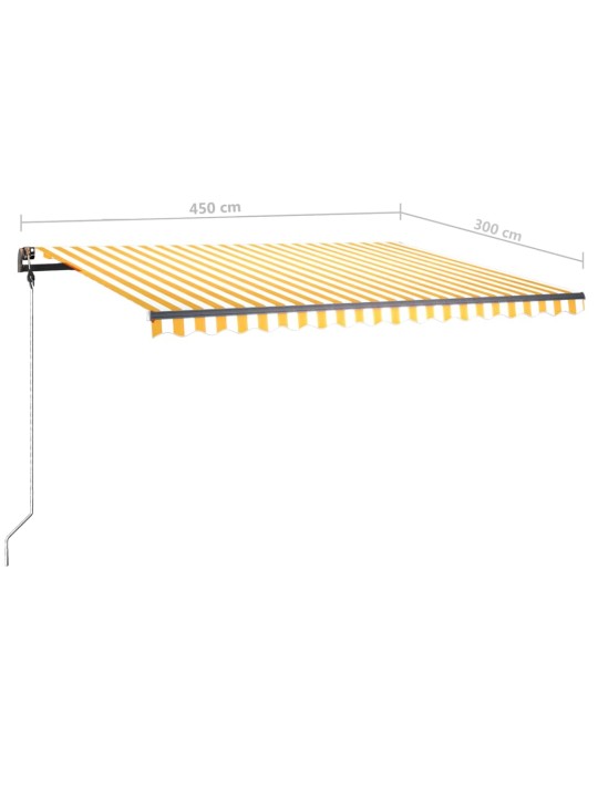 Käsitsi sissetõmmatav varikatus, LED, 450x300 cm kollane, valge