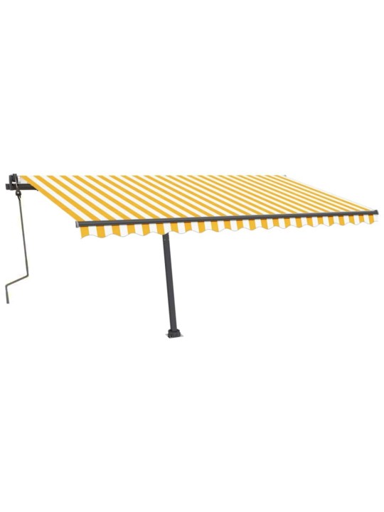 Käsitsi sissetõmmatav varikatus, LED, 450x300 cm kollane, valge