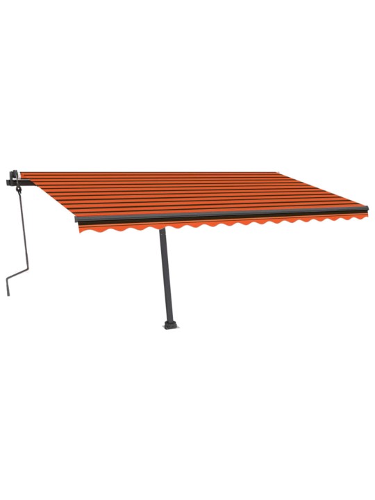 Käsitsi sissetõmmatav varikatus, LED-ga 450x300 cm, oranž/pruun