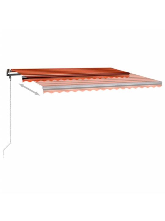 Käsitsi sissetõmmatav varikatus, LED-ga 450x300 cm, oranž/pruun