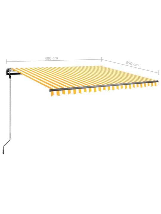 Käsitsi sissetõmmatav varikatus LEDiga 400x350 cm kollane/valge