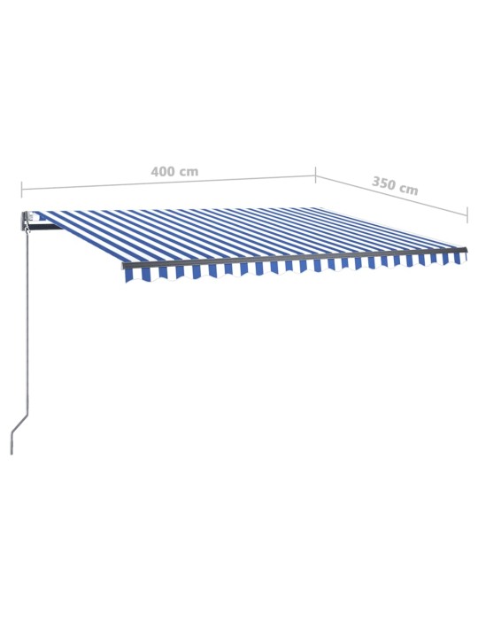 Iseseisev automaatne varikatus, 400 x 350 cm, sinine/valge