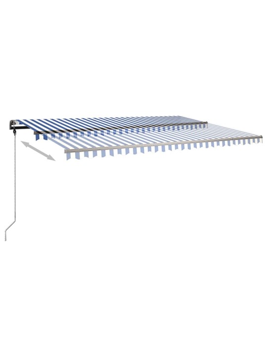 Käsitsi sissetõmmatav varikatus led, 500x350 cm, sinine, valge