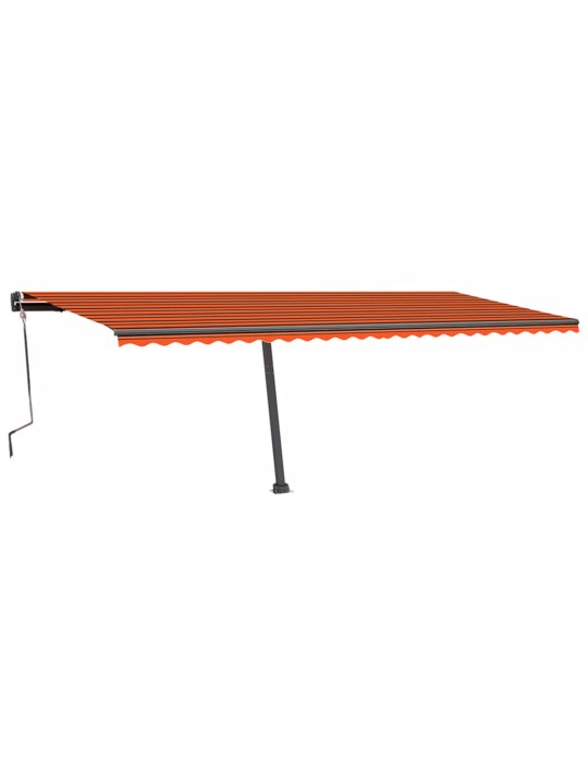 Käsitsi sissetõmmatav varikatus LED, 600x350 cm, oranž ja pruun