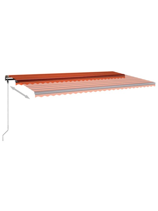 Käsitsi sissetõmmatav varikatus LED, 600x350 cm, oranž ja pruun